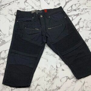 Men's Makobi Jet Black Zip Denim Shorts